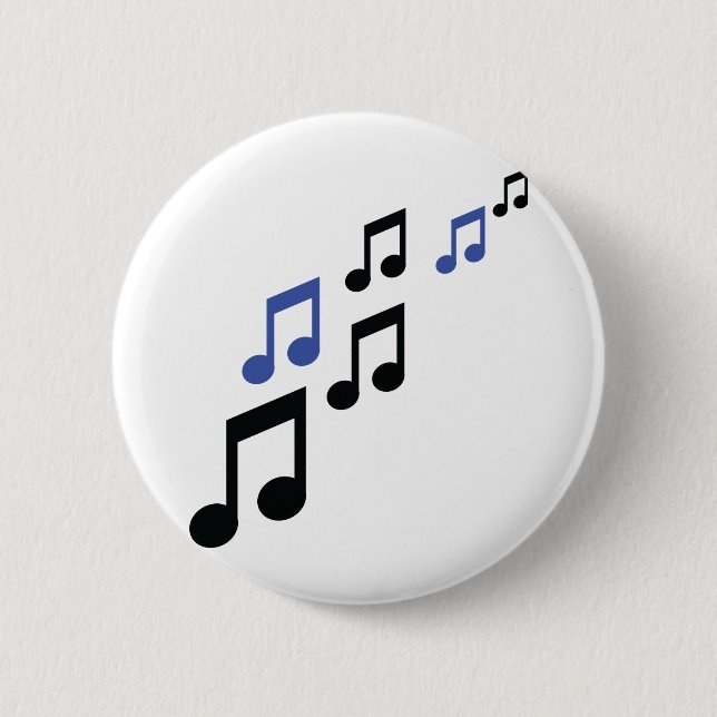 Badge Rond 5 Cm notes de musique noire bleue (Devant)