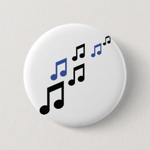 Badge Rond 5 Cm notes de musique noire bleue