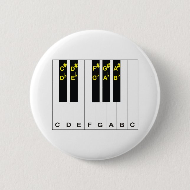 Badge Rond 5 Cm Notes de piano (Devant)