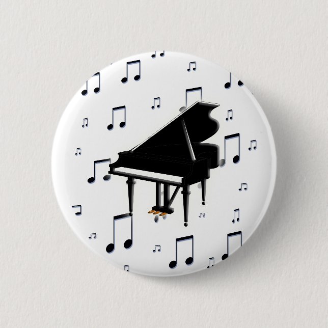 Badge Rond 5 Cm Notes de piano à queue et de musique (Devant)