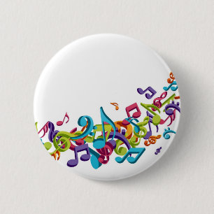 Badge Rond 5 Cm notes et bruits colorés frais de musique