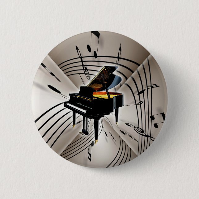 Badge Rond 5 Cm Notes et personnel de piano (Devant)
