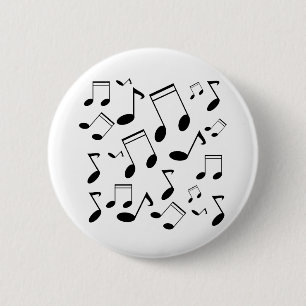 Badge Rond 5 Cm Notes musicales noires