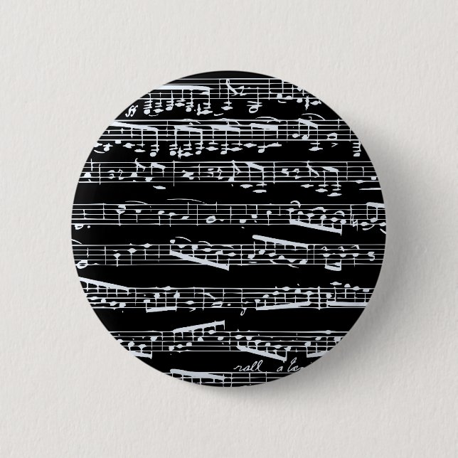 Badge Rond 5 Cm Notes noires et blanches de musique (Devant)