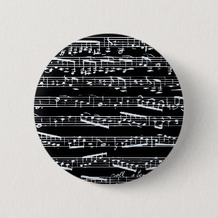 Badge Rond 5 Cm Notes noires et blanches de musique