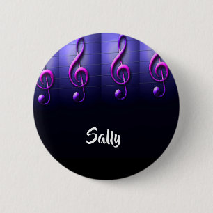 Badge Rond 5 Cm Notes roses sur les chaînes