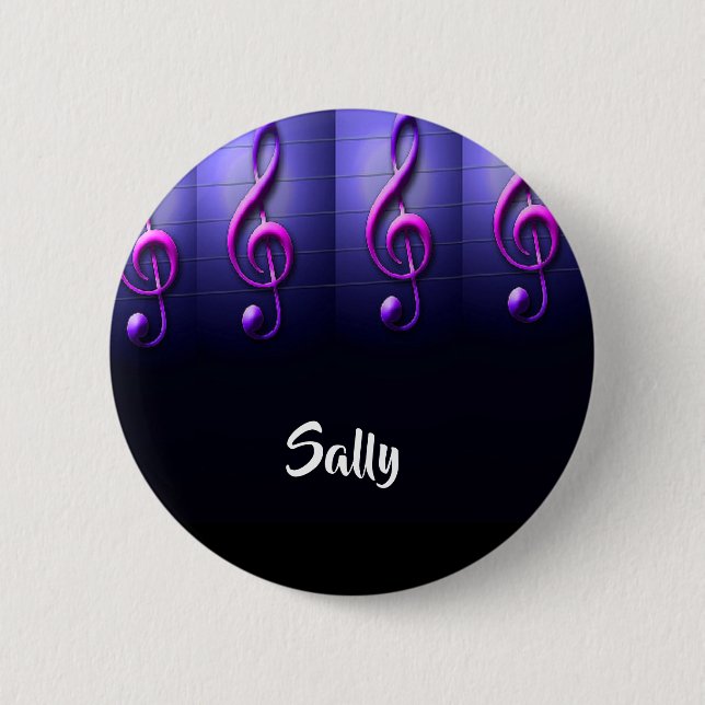Badge Rond 5 Cm Notes roses sur les chaînes (Devant)