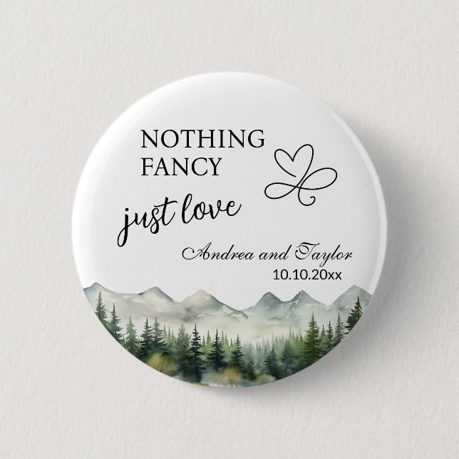 Badge Rond 5 Cm Nothing Fancy Just Love Elegant Wedding favor (Devant)