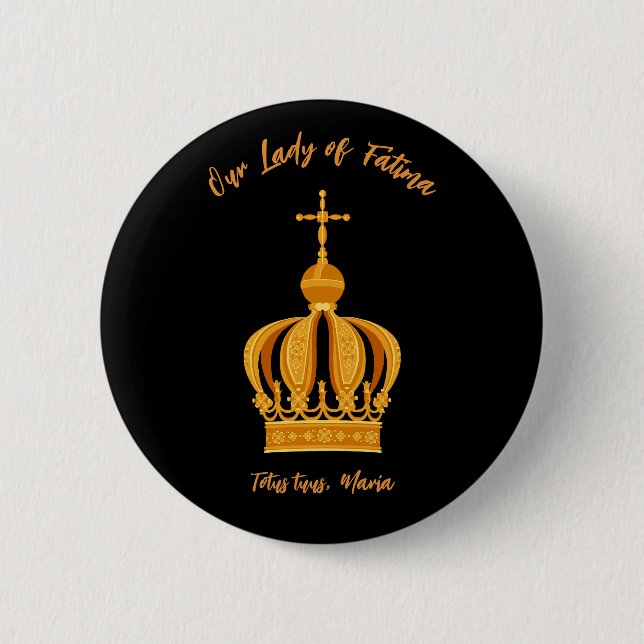 Badge Rond 5 Cm Notre-Dame de Fatima couronne (Devant)