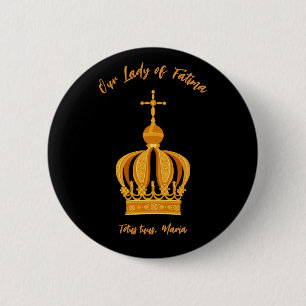 Badge Rond 5 Cm Notre-Dame de Fatima couronne