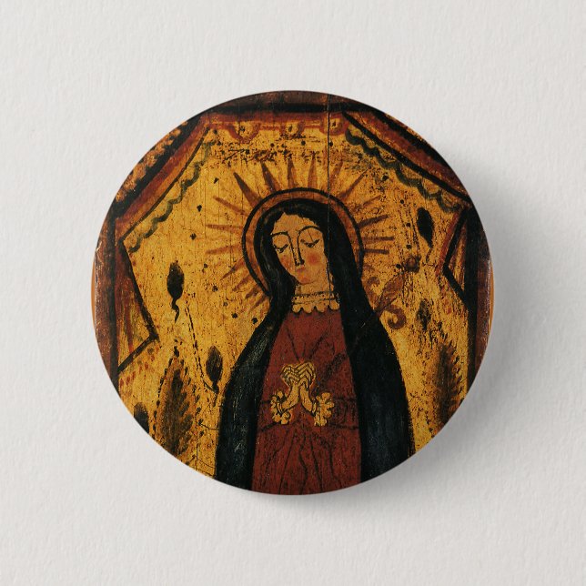 Badge Rond 5 Cm Notre-Dame de Guadalupe par Pedro Antonio Fresquis (Devant)