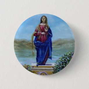 Badge Rond 5 Cm NOTRE DAME DE LA LUMIÈRE Vierge de l'Immaculée Con