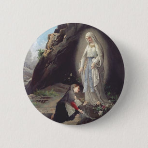 Badge Rond 5 Cm Notre-Dame de Lourdes Apparition Artistique Miracu