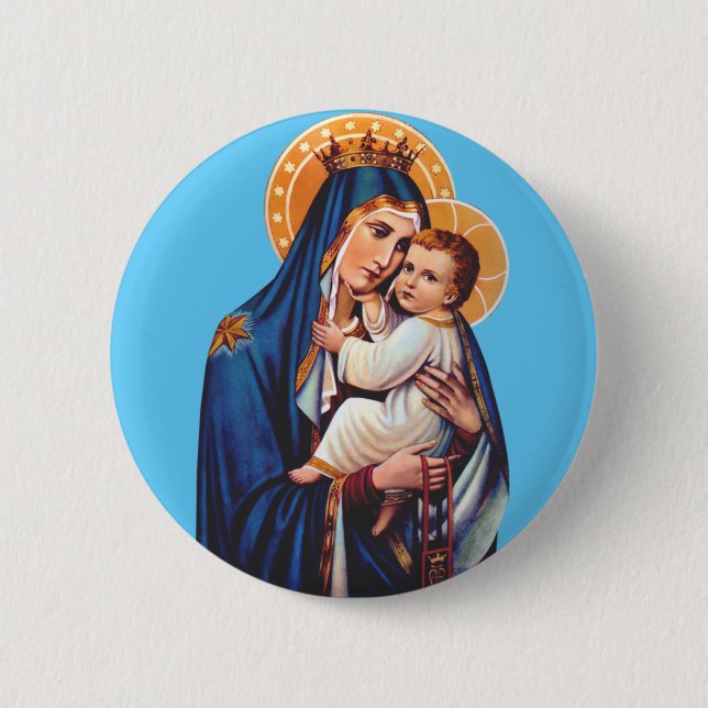 Badge Rond 5 Cm Notre-Dame du Mont-Carmel Art dévotionnel (Devant)