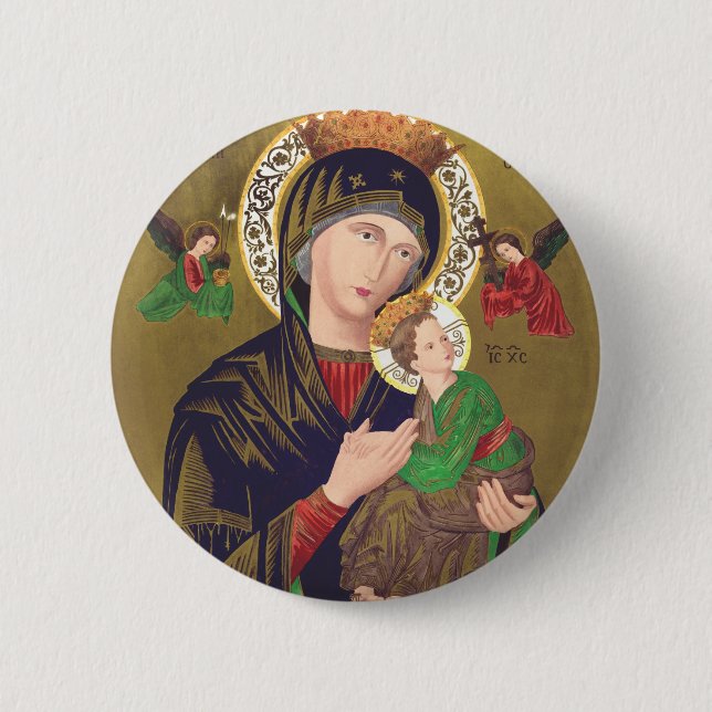 Badge Rond 5 Cm Notre-Dame du Perpétuel Secours (Devant)
