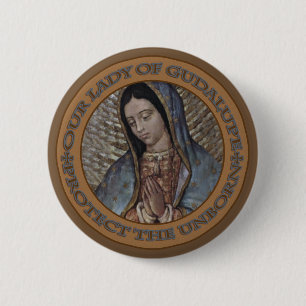 BADGE ROND 5 CM NOTRE DAME OF GUADALUPE PROTÈGENT LE À VENIR