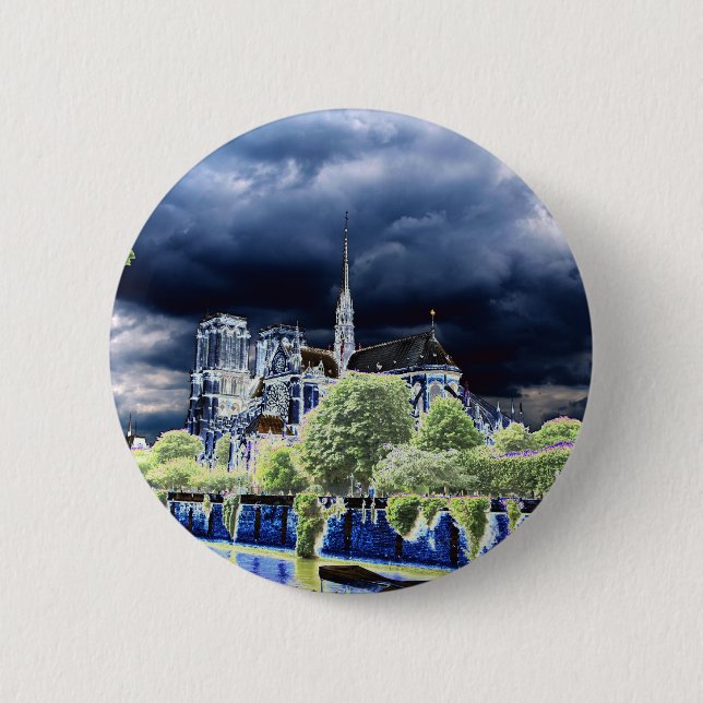 Badge Rond 5 Cm Notre Dame, Paris 4 (Devant)