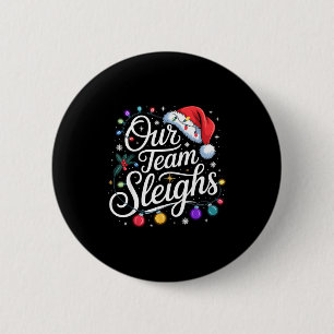 Badge Rond 5 Cm Notre équipe dévale les lumières de Noël Chapeau r