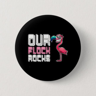 Badge Rond 5 Cm Notre Flamant rose Flock Rocks