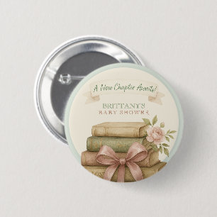 Badge Rond 5 Cm Notre Nouveau Chapitre Attend Le Baby shower Rose 
