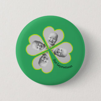 Badge Rond 5 Cm Notre photo Leprechaun Four Leaf Clover