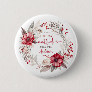 Badge Rond 5 Cm Notre premier mariage de Noël
