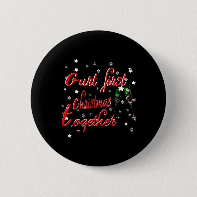 Badge Rond 5 Cm Notre premier Noël ensemble Joyeux Noël (Devant)