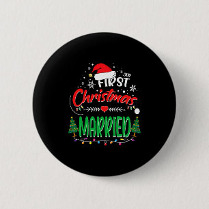 Badge Rond 5 Cm Notre Premier Noël Marié Jeune Marié M. et Mme