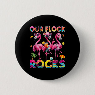Badge Rond 5 Cm Notre troupe assure Flamingo Vacances d'été Famill