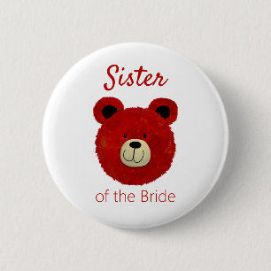 Badge Rond 5 Cm Nounou ours en peluche Soeur de la mariée