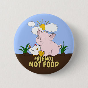 Badge Rond 5 Cm Nourriture d'amis pas - porc et poulet mignons