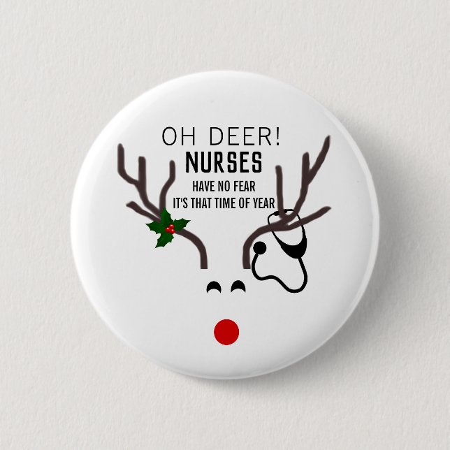 Badge Rond 5 Cm Nourriture mignonne Reindeer Stethoscope de Noël (Devant)