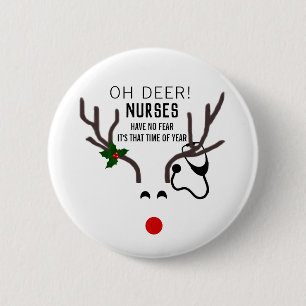 Badge Rond 5 Cm Nourriture mignonne Reindeer Stethoscope de Noël
