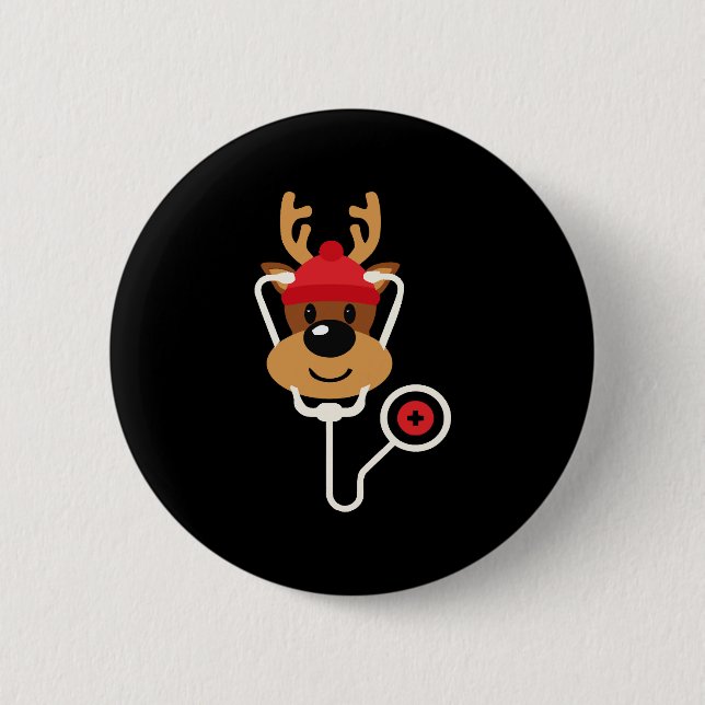 Badge Rond 5 Cm Nourriture Reindeer mignonne Noël (Devant)