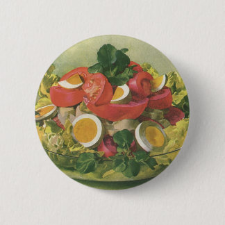 Badge Rond 5 Cm Nourriture vintage, Salade Bio Mélange Vert Mesclu