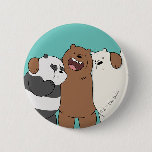 Badge Rond 5 Cm Nous, Groupe Ours Nus Hug