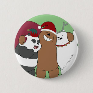 Badge Rond 5 Cm Nous Ours Nus - Bonnes Fêtes