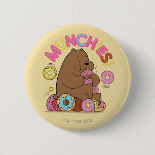 Badge Rond 5 Cm Nous Ours Nus - Grizz Donut Munchies!