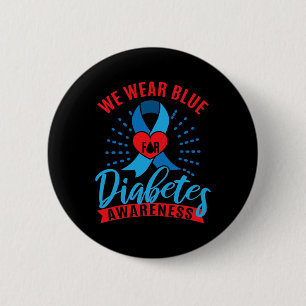 Badge Rond 5 Cm Nous Portons Bleu Pour la Sensibilisation au Diabè