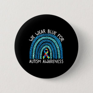 Badge Rond 5 Cm Nous Portons L'Arc En Ciel Bleu Pour La Sensibilis