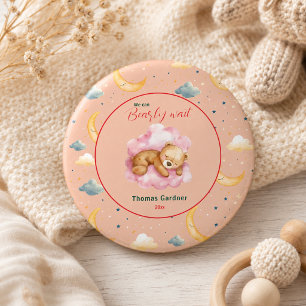 Badge Rond 5 Cm Nous Pouvons à peine Attendre Garçon Ourson Mignon