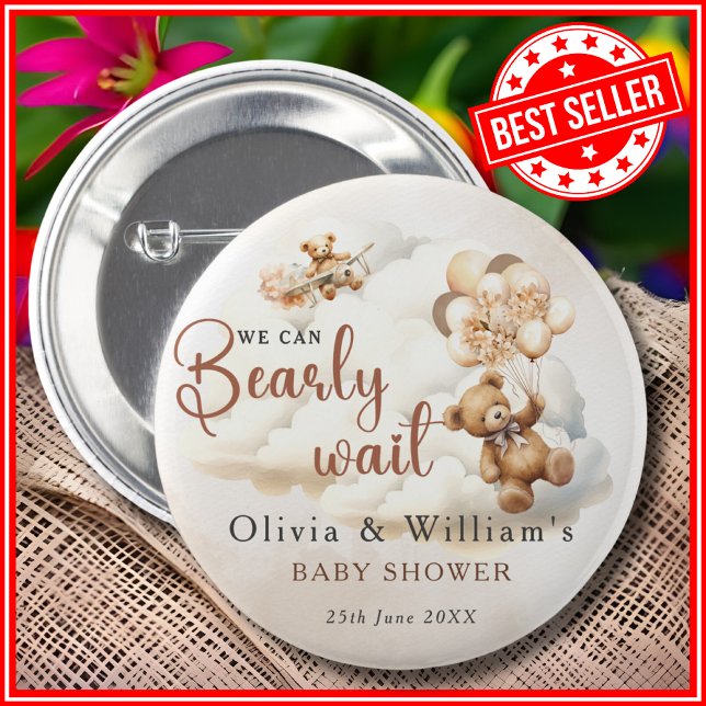Badge Rond 5 Cm Nous pouvons attendre Boho Baby shower neutre genr (Créateur téléchargé)