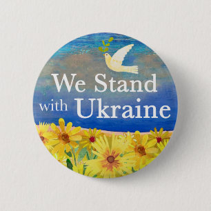 Badge Rond 5 Cm NOUS SOMMES AVEC LE Bouton UKRAINE