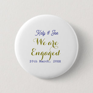 Badge Rond 5 Cm Nous sommes fiancés violet or nom date élégant sim