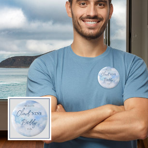 Badge Rond 5 Cm Nous Sommes Sur Cloud Neuf Blue Boy Baby shower Pa