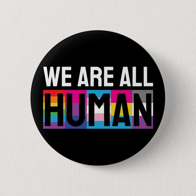 Badge Rond 5 Cm Nous sommes tous humains LGBTQIA+ (Devant)