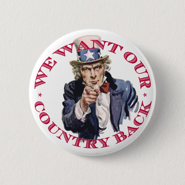 Badge Rond 5 Cm Nous voulons le bouton - Oncle Sam (Devant)