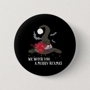 Badge Rond 5 Cm Nous vous souhaitons un joyeux Hexmas sorcière Noë