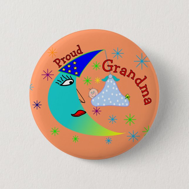 Badge Rond 5 Cm Nouveau bébé de grand-maman fière (Devant)