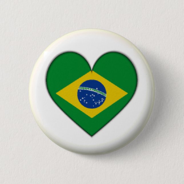 BADGE ROND 5 CM NOUVEAU ! ! - BRÉSIL COEUR COEUR COURANT BÉNÉFICE  (Devant)